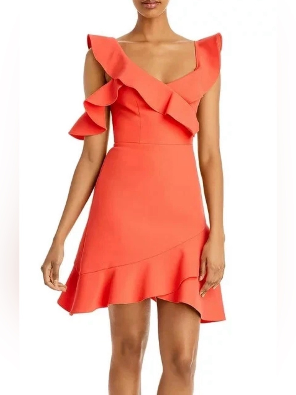 BCBGMAXAZRIA Womens Malik Open Shoulder High-Low Cocktail and Party Dress NWT